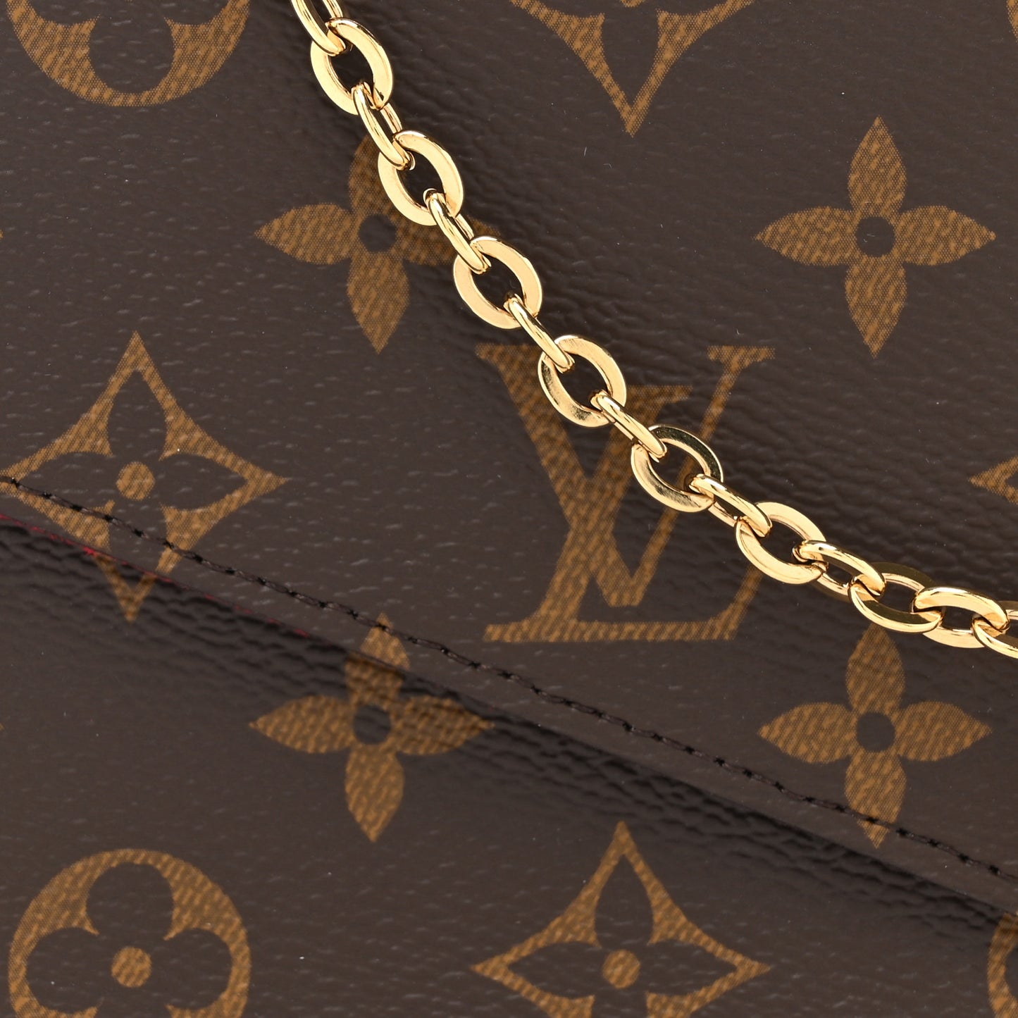 Monogram Pochette Felicie Chain Wallet Fuchsia