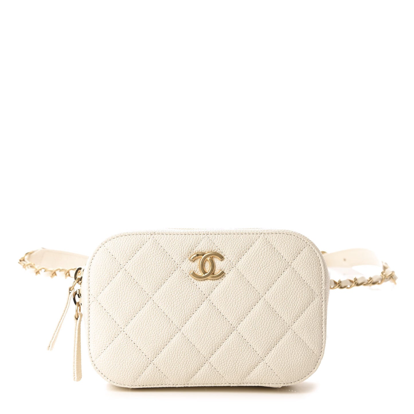 Caviar Quilted Flap Waist Bag White