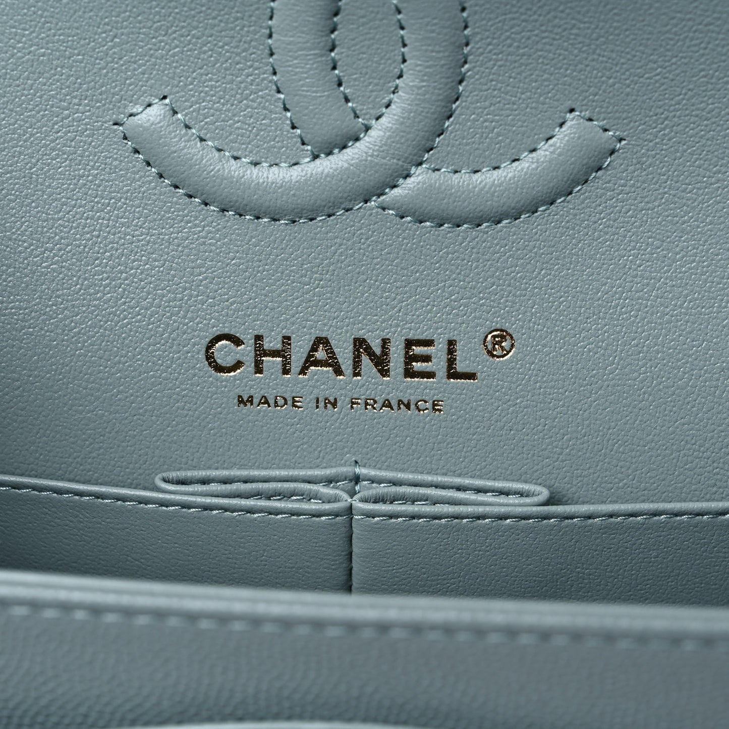 Caviar Quilted Small Double Flap Grey