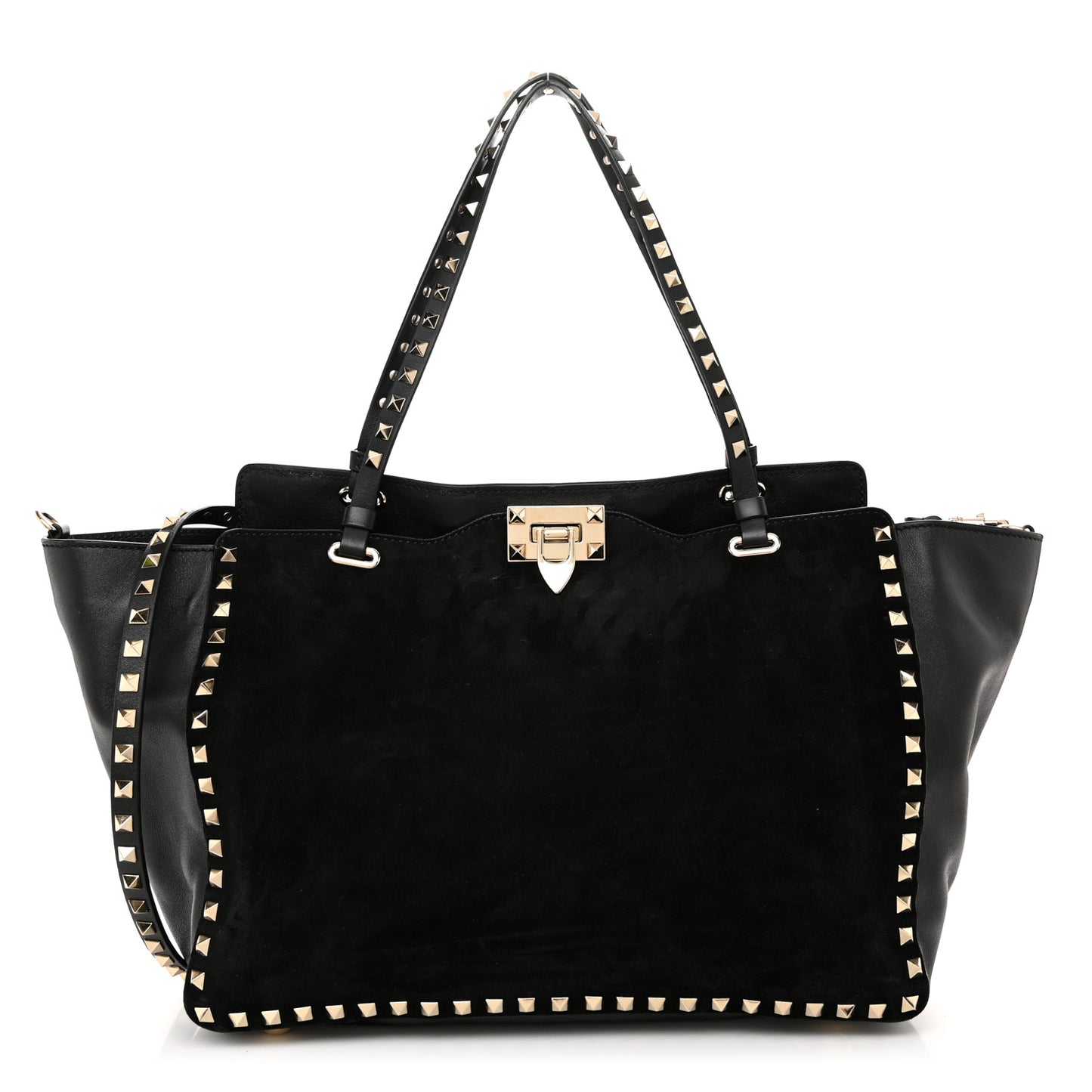 Suede Calfskin Medium Rockstud Tote Black