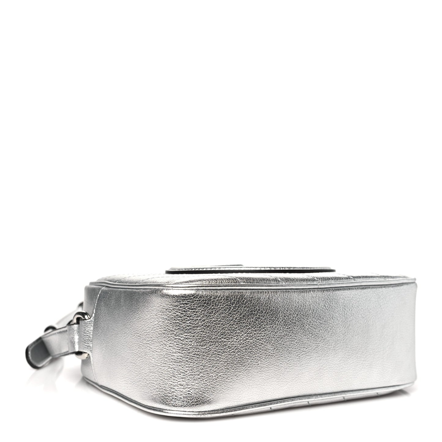 Metallic Sakai Be Green Calfskin Diagonal Stitched Small Blondie Shoulder Bag Silver
