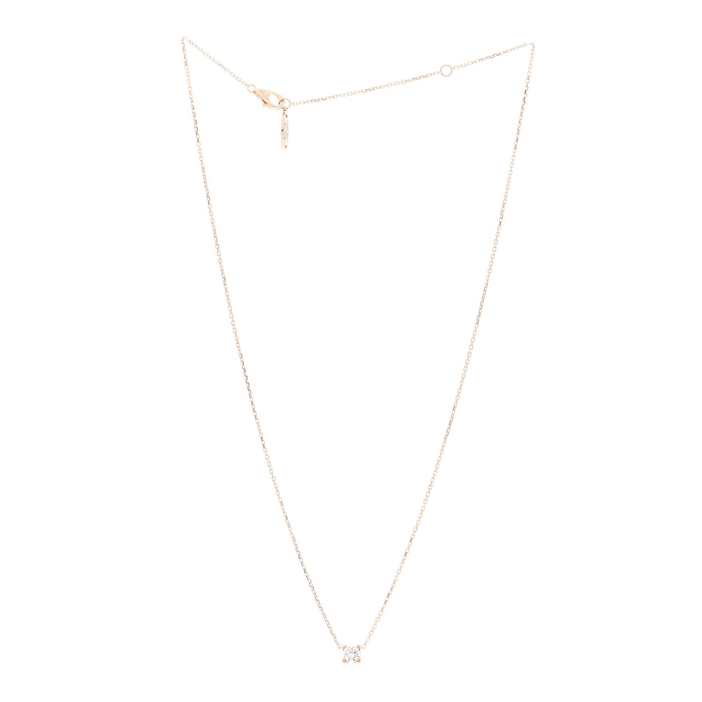 18K Pink Gold Diamond .30ct C De Cartier Pendant Necklace