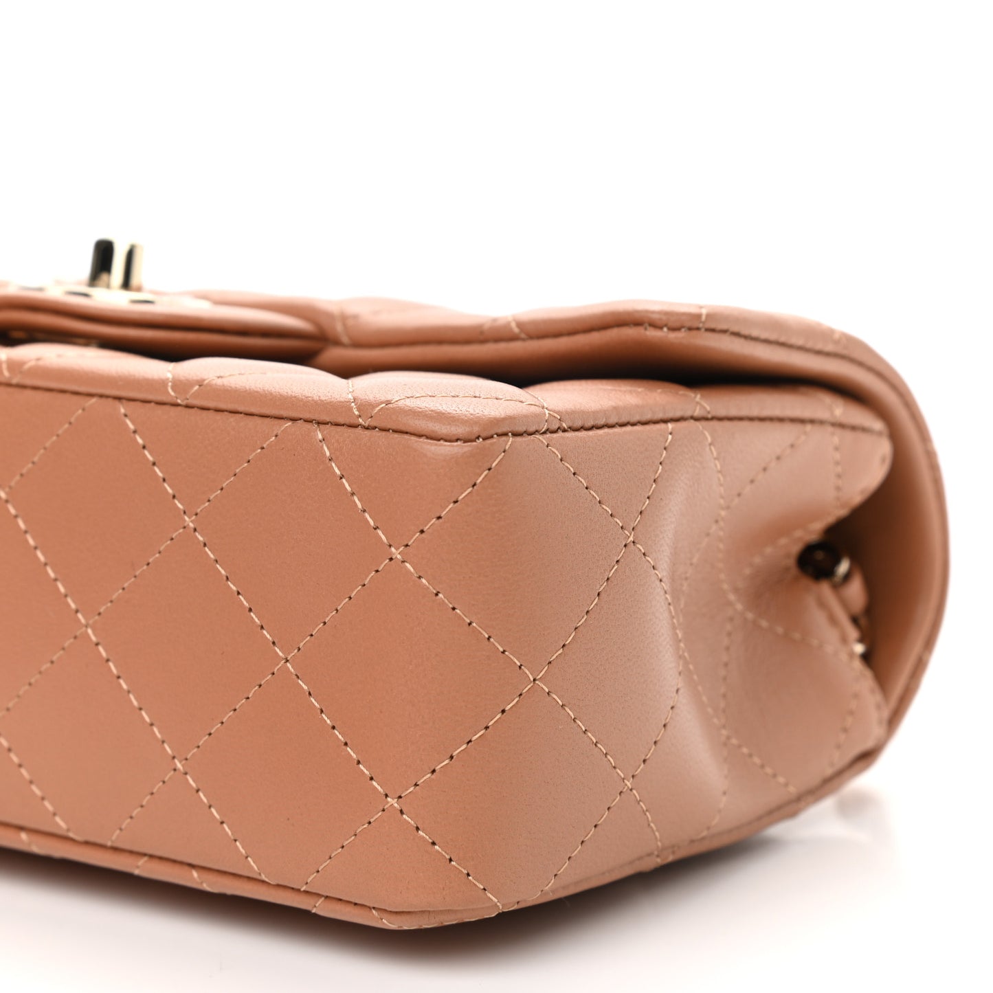 Lambskin Quilted Mini Rectangular Flap Brown