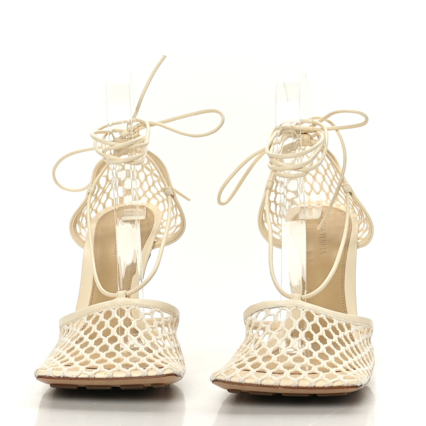 Mesh Nappa Stretch Ankle Tie Sandals 40 Toile