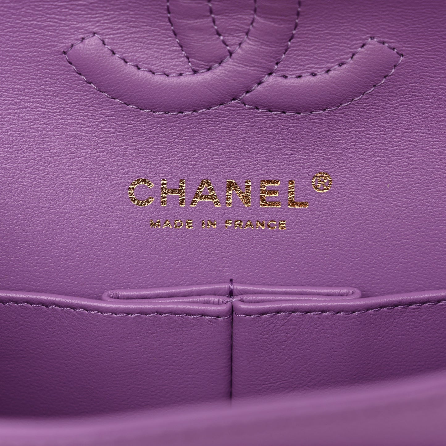Caviar Quilted Small Double Flap Purple