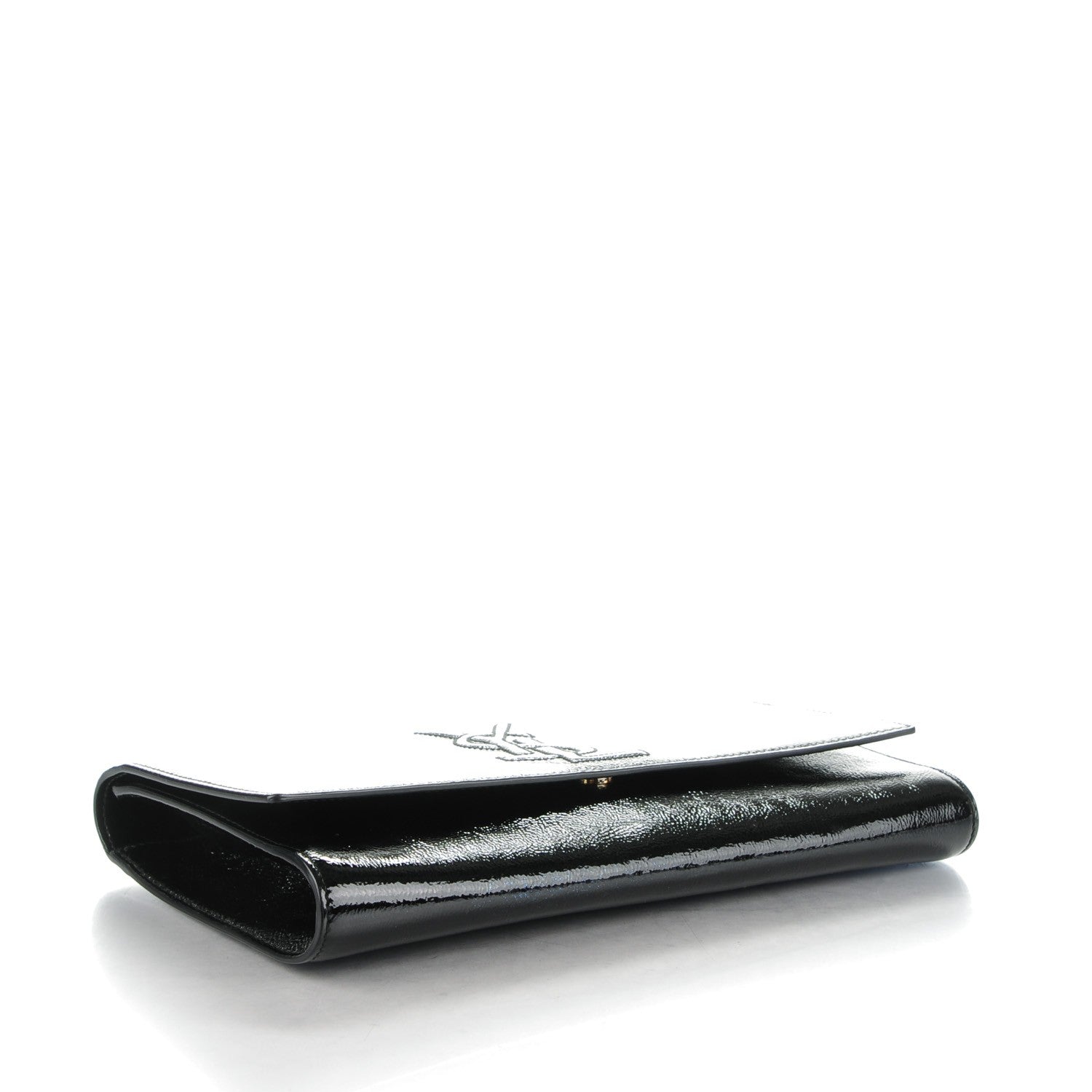 Saint Laurent Textured Patent Monogram Large Belle De Jour Clutch Black 4 of 8