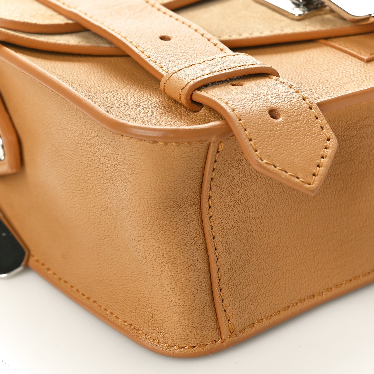 Lambskin Suede PS1 Mini Pouch Messenger Bag Tan