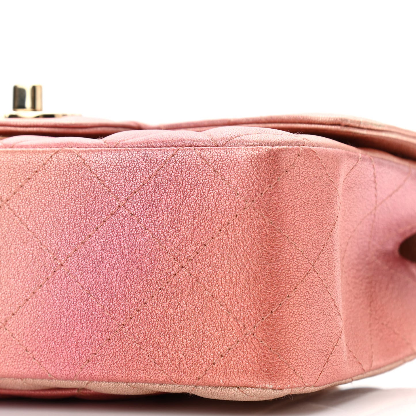 Metallic Lambskin Quilted Ombre Mini Rectangular Flap Pink