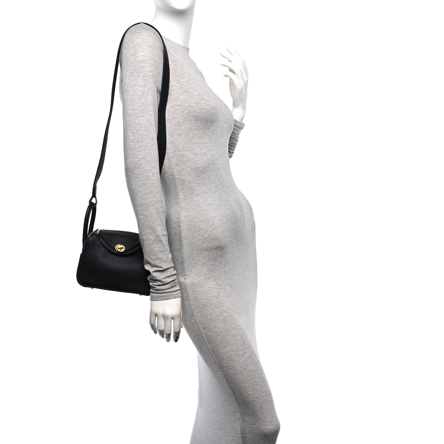 Hermes Taurillon Clemence Mini Lindy 20 Black 2 of 13