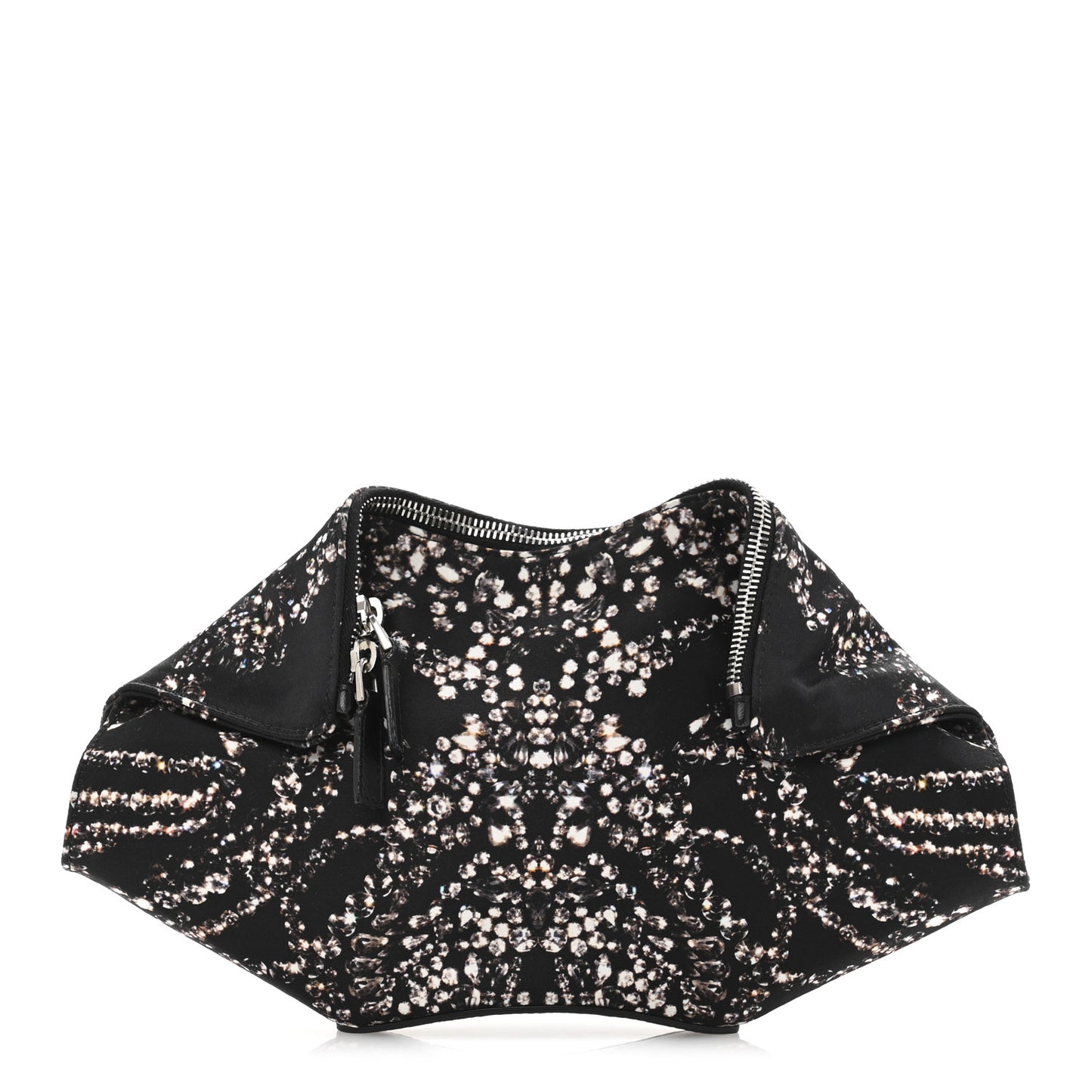 Silk Dandelion Print De Manta Clutch Black