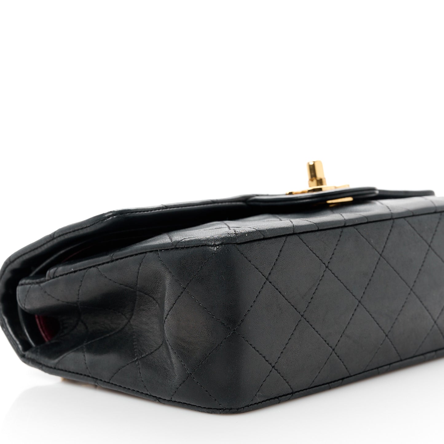 Lambskin Quilted Small Double Flap Black