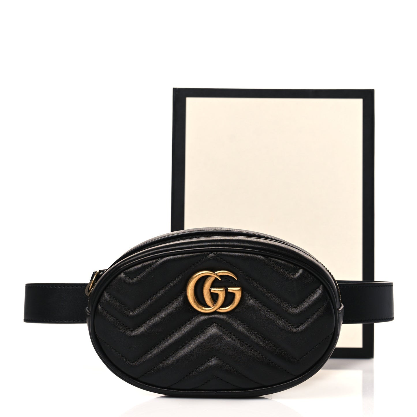 Calfskin Matelasse GG Marmont Belt Bag 75 30 Black