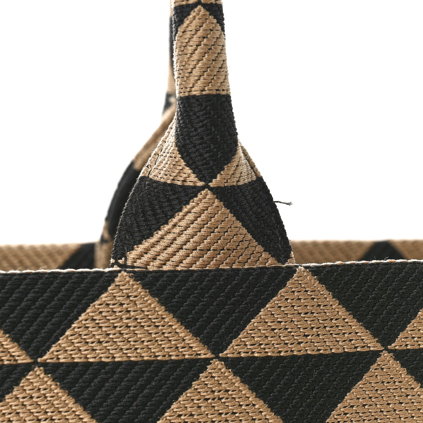 Jacquard Saffiano Triangolo Symbole Embroidered Large Tote Black Corda