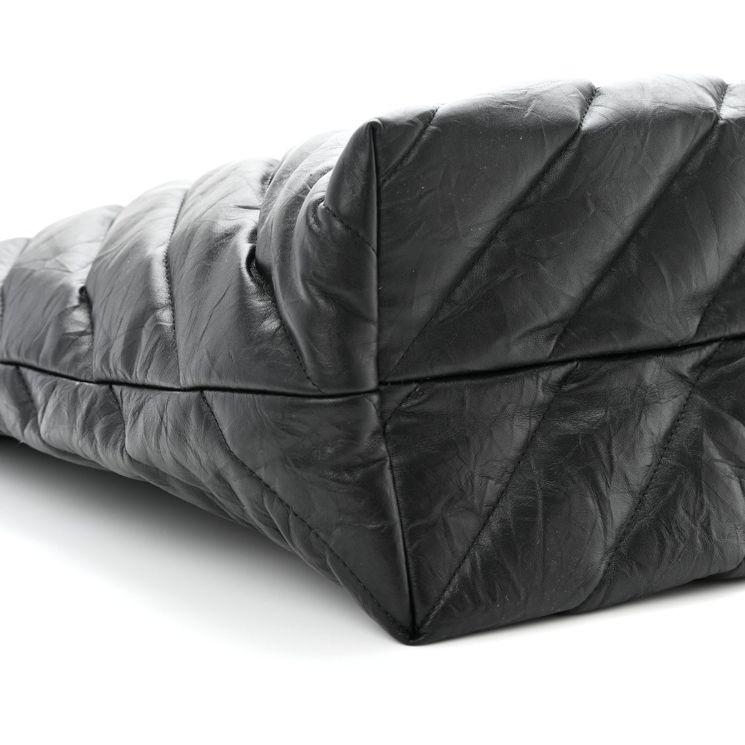 Balenciaga Crushed Calfskin Quilted Matte Black Hardware Large Crush Carry All Tote Bag Black 9 of 10