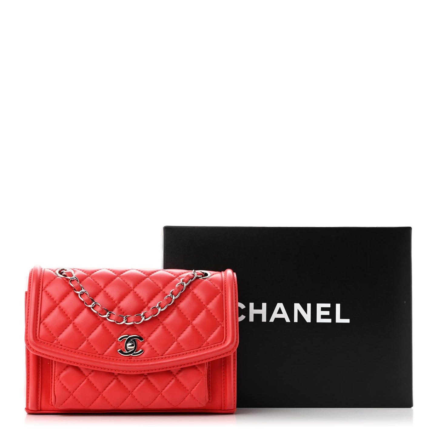 Lambskin Quilted Small Geometric Flap Red