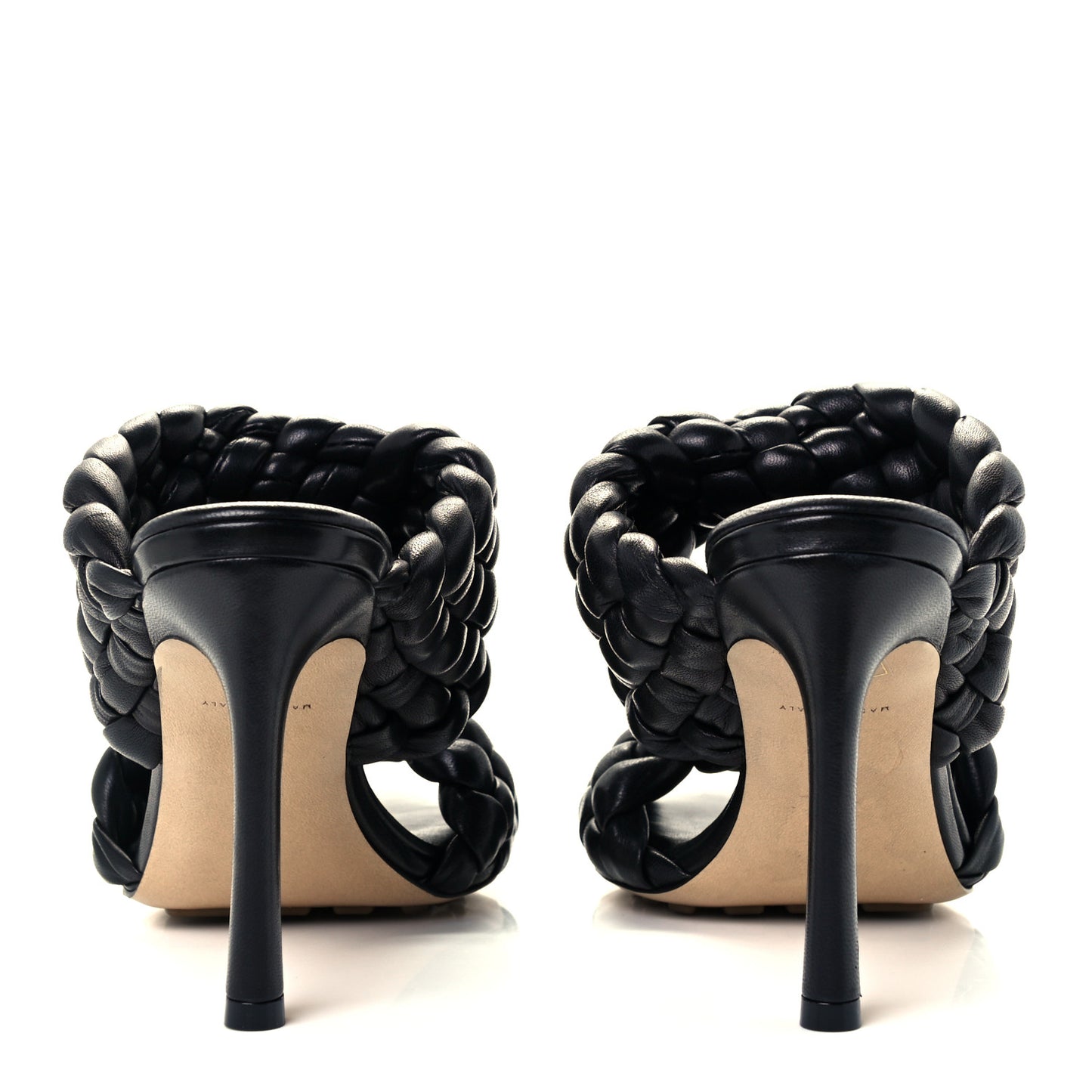 Nappa Twisted Padded Intrecciato Curve Slide Sandals 36 Black