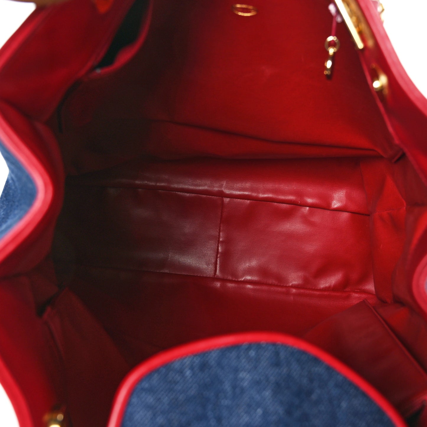 Denim Lambskin Tote Blue Red