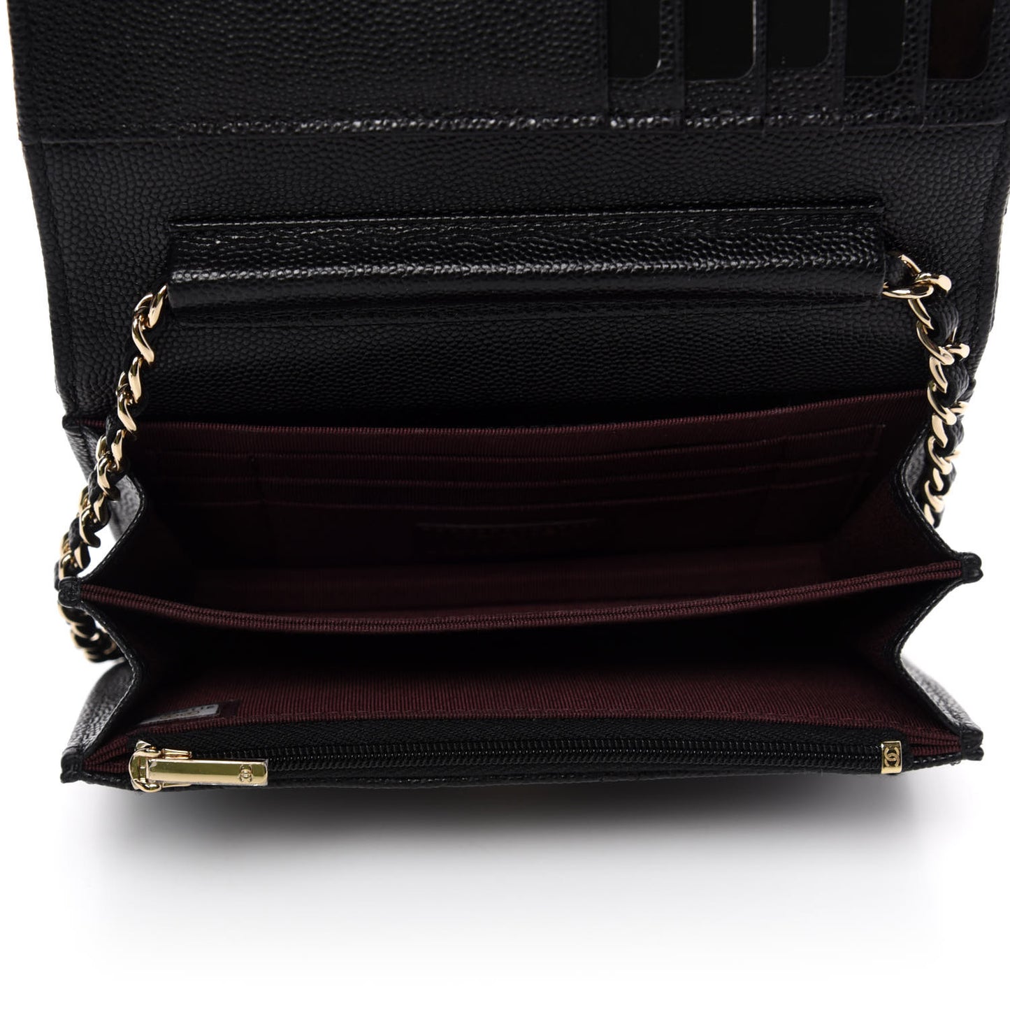 Caviar Quilted Mini Wallet On Chain WOC Black