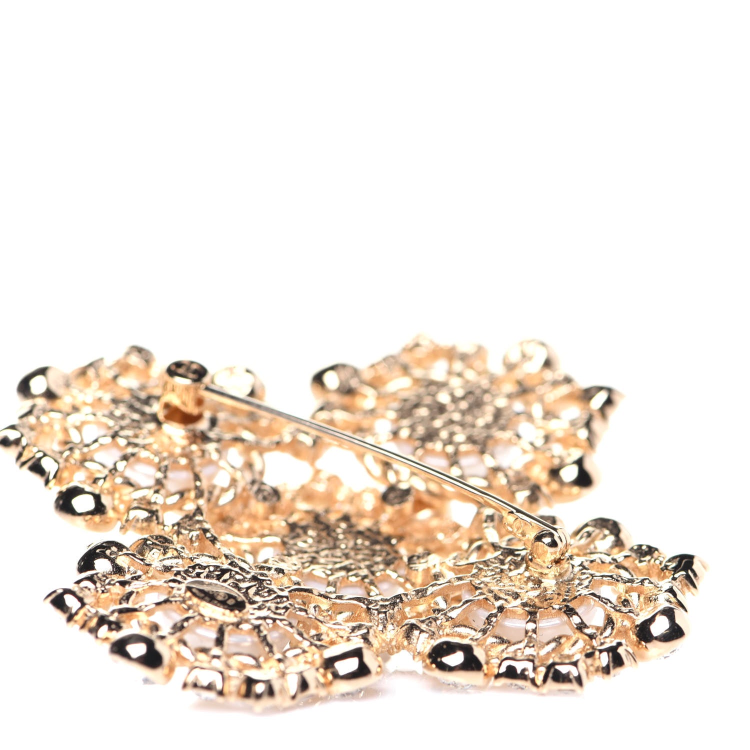 Chanel Pearl Crystal CC-Casino Brooch Gold 6 of 7