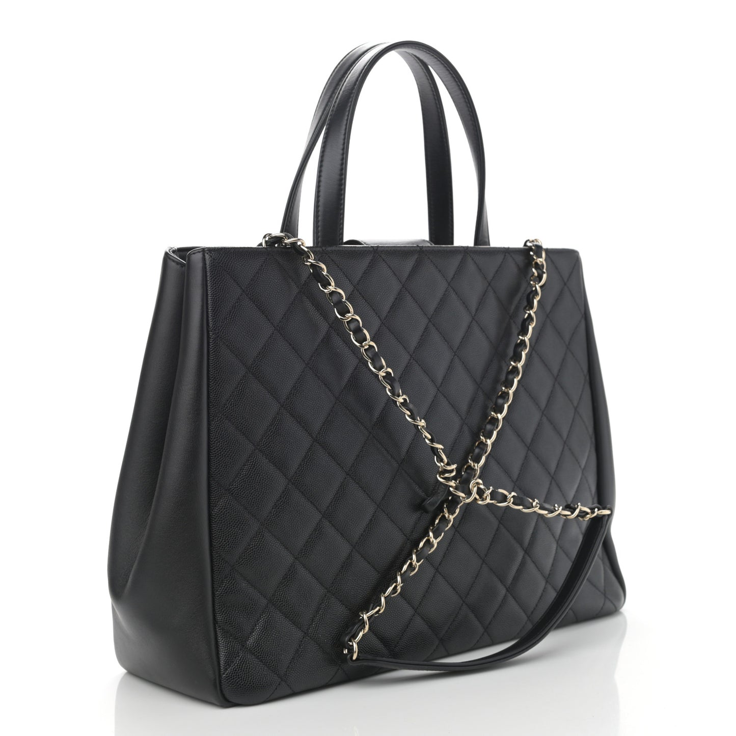 Caviar Quilted Large Business Affinity Shopping Bag Black