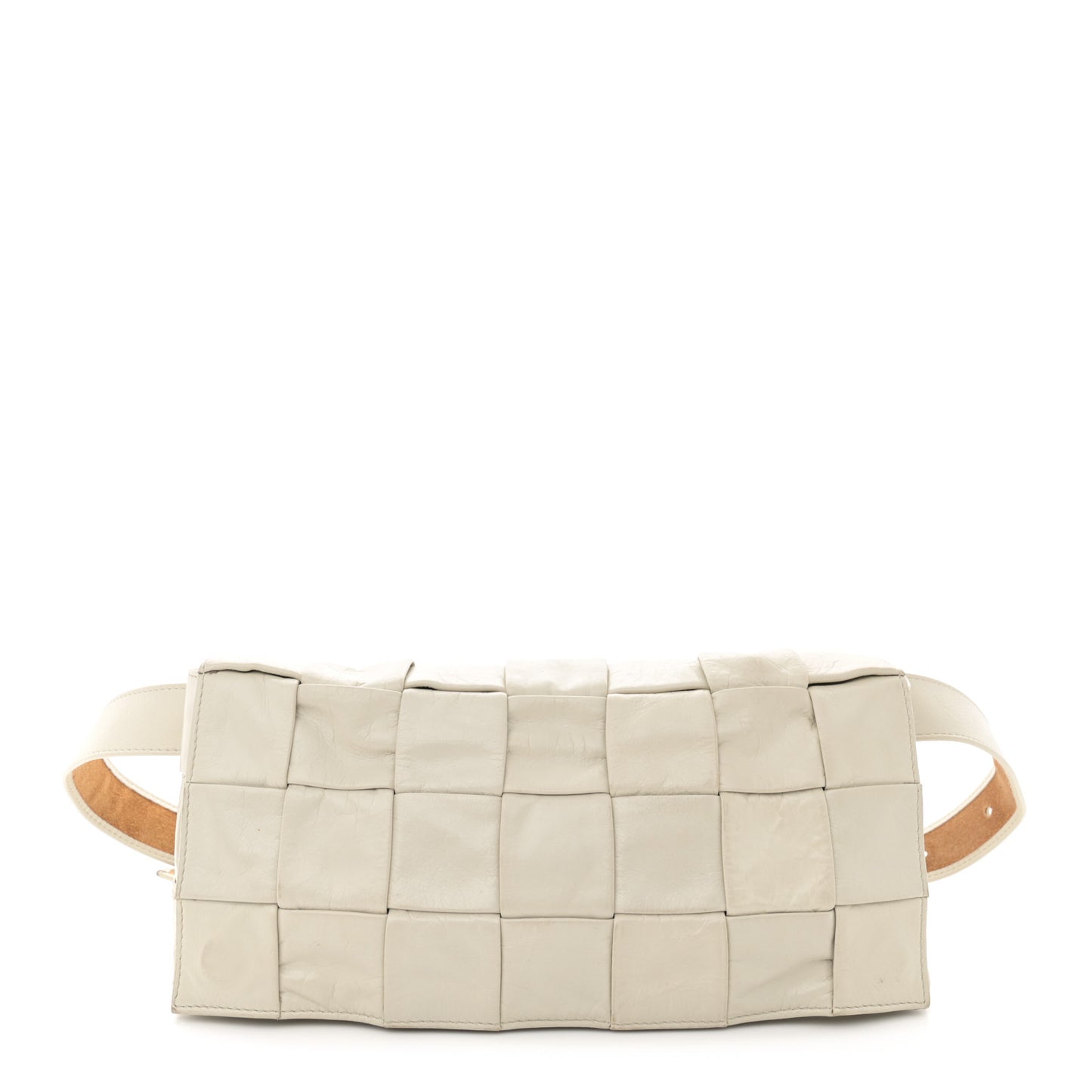 Paper Calfskin Intrecciato Stretch Cassette Belt Bag White