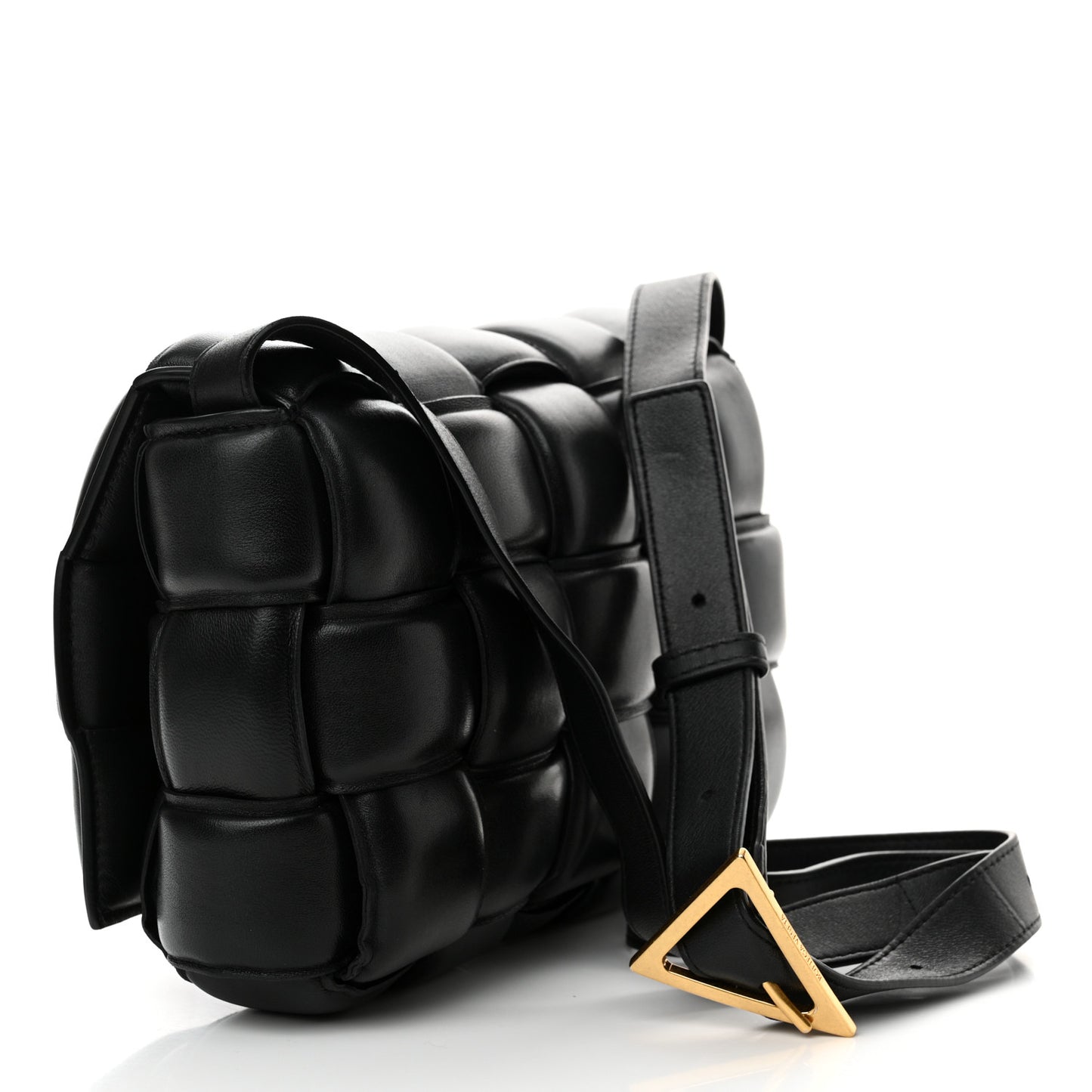 Nappa Maxi Intreccio Padded Cassette Crossbody Bag Black