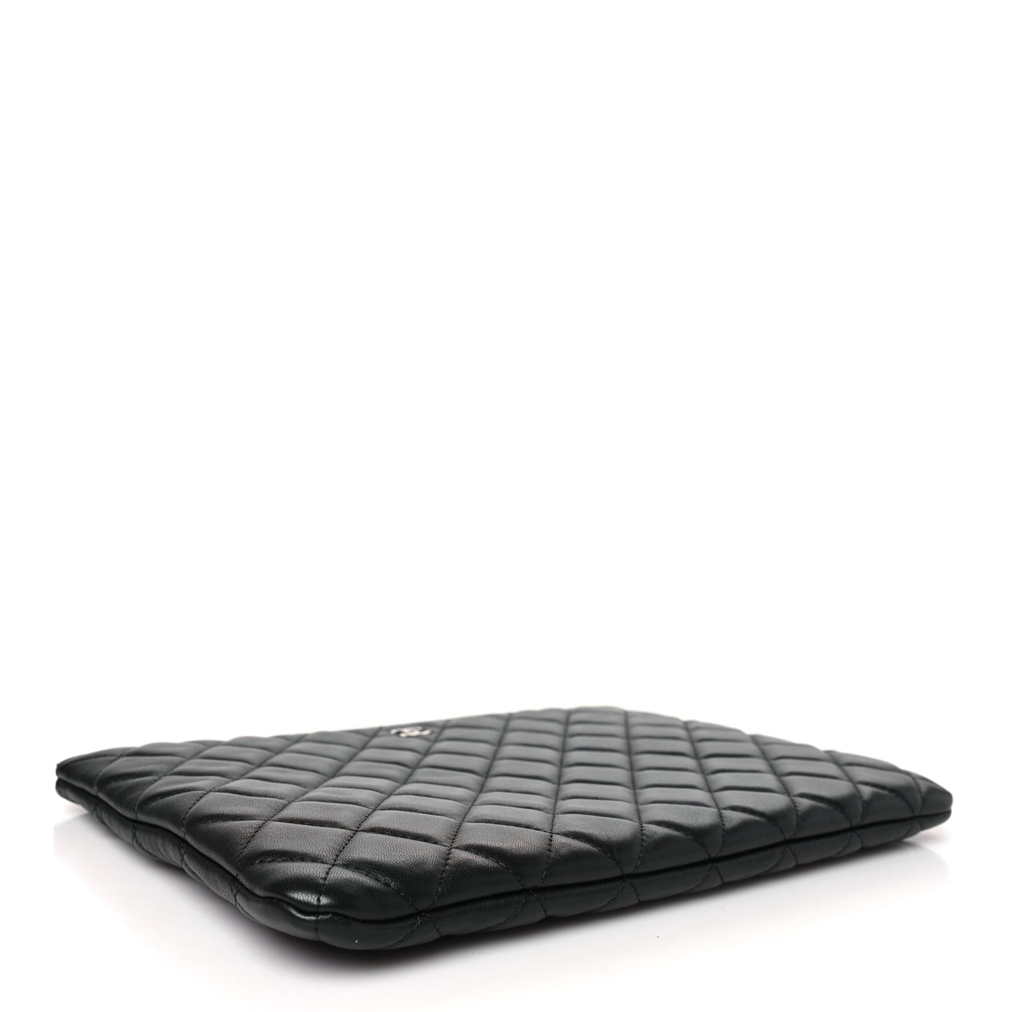 Lambskin Quilted Medium Cosmetic Case Black