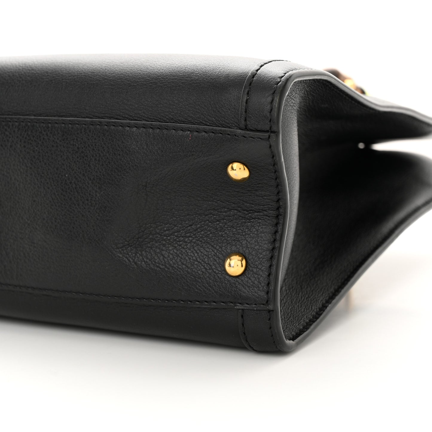 Calfskin Small Diana Tote Bag Black Yellow Fluo