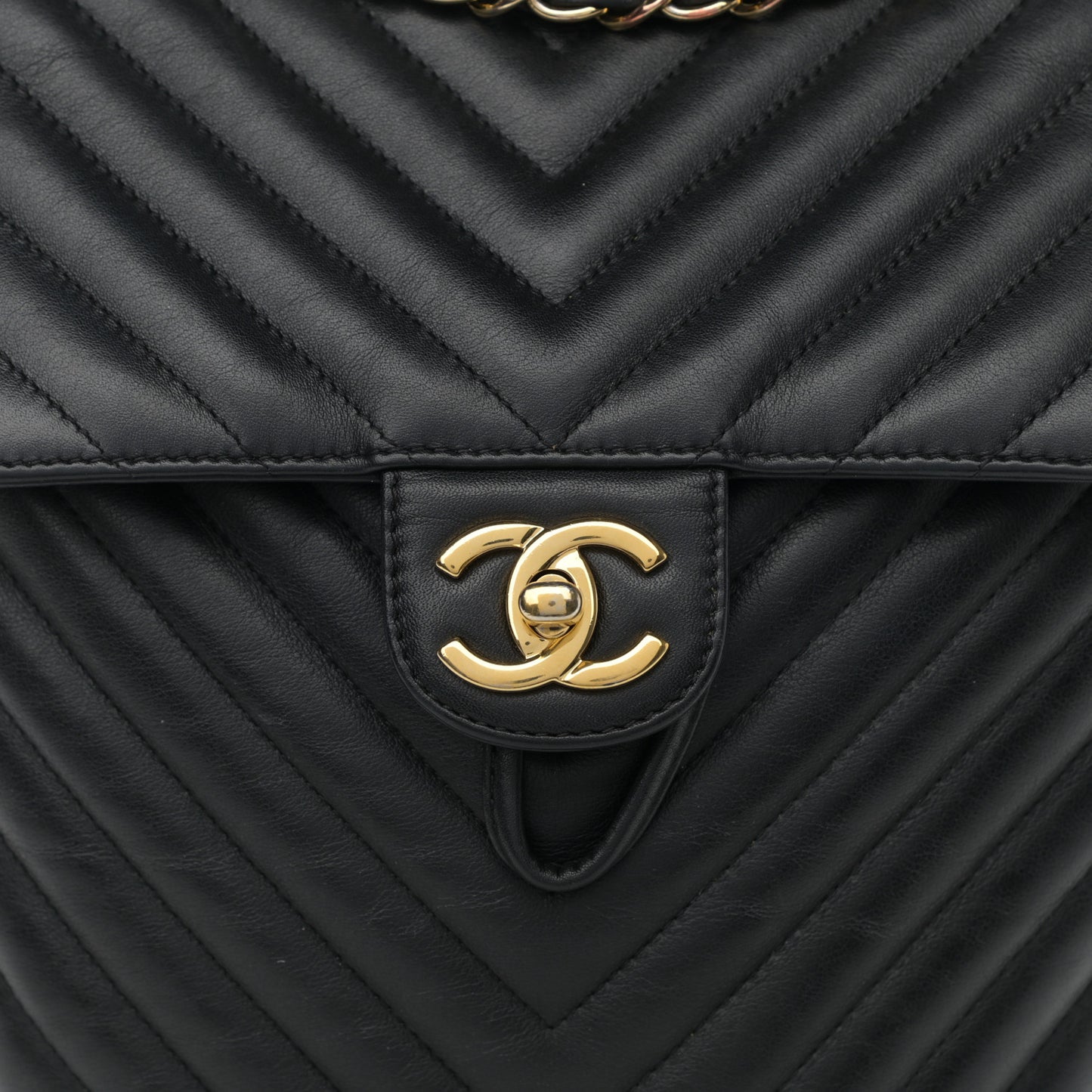 Calfskin Chevron Quilted Small Urban Spirit Backpack Black