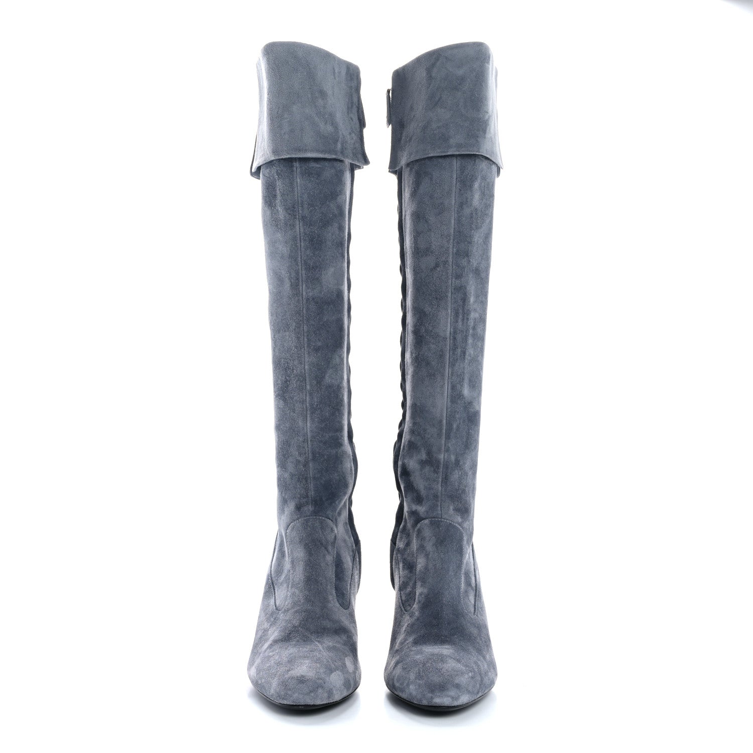 Chanel Suede High Boots 40 Grey 2 of 10