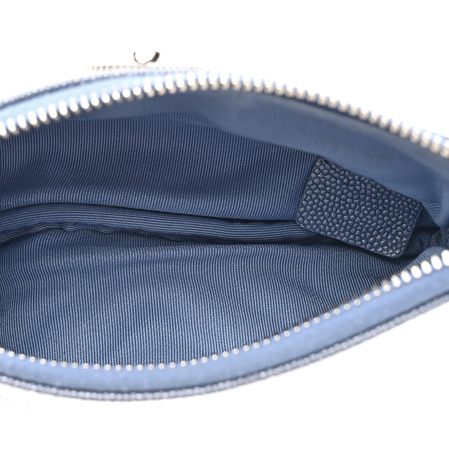 Metallic Caviar Chevron Quilted Small Vintage Mademoiselle Cosmetic Case Blue