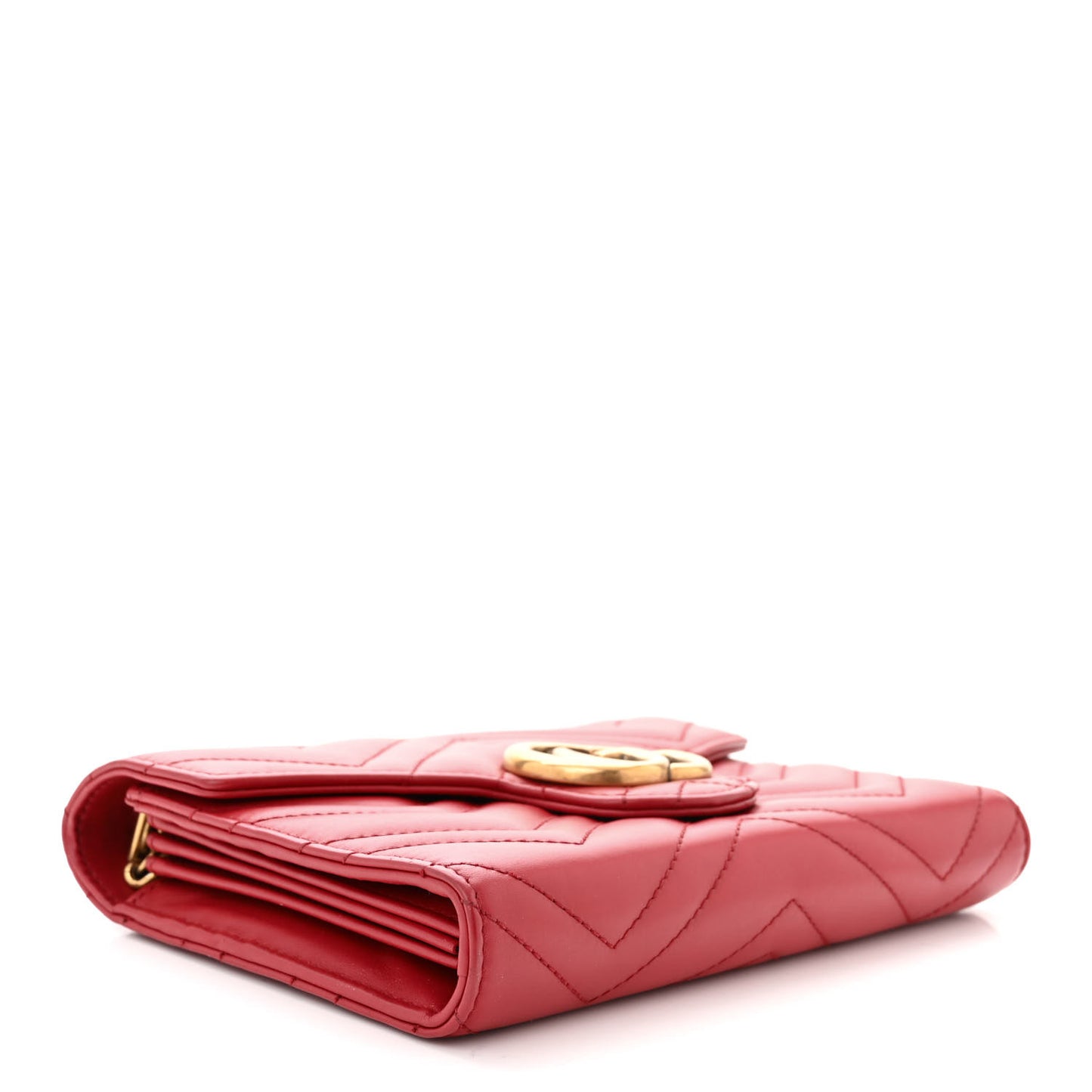 Calfskin Matelasse GG Marmont Chain Wallet Hibiscus Red