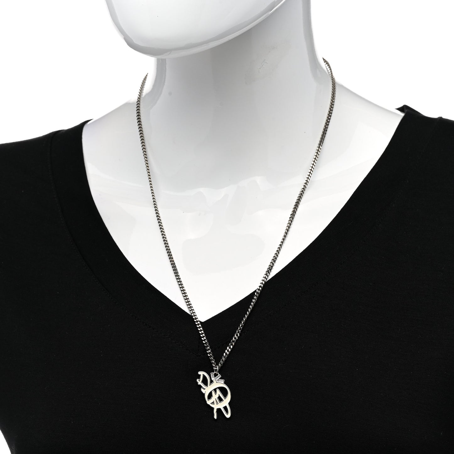 X Cactus Jack Crystal Resin Logo Pendant Necklace White Silver