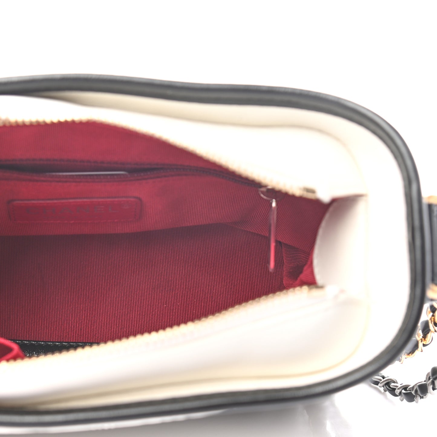 Aged Calfskin Quilted Small Gabrielle Hobo Black White
