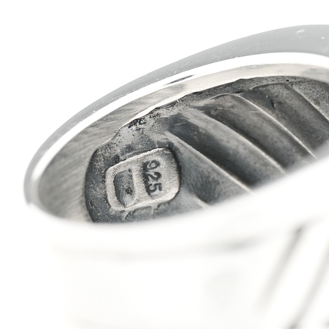 Sterling Silver Diamond Cable Cigar Band Ring 54 7