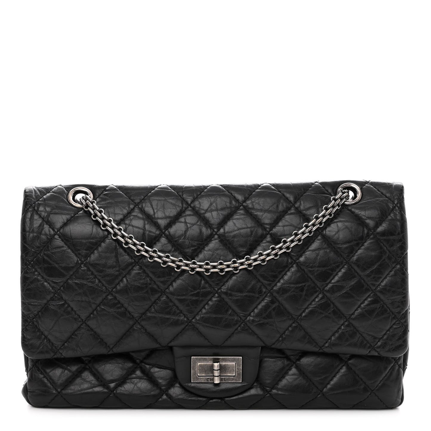 Aged Calfskin Quilted 2.55 Reissue 227 Flap Black