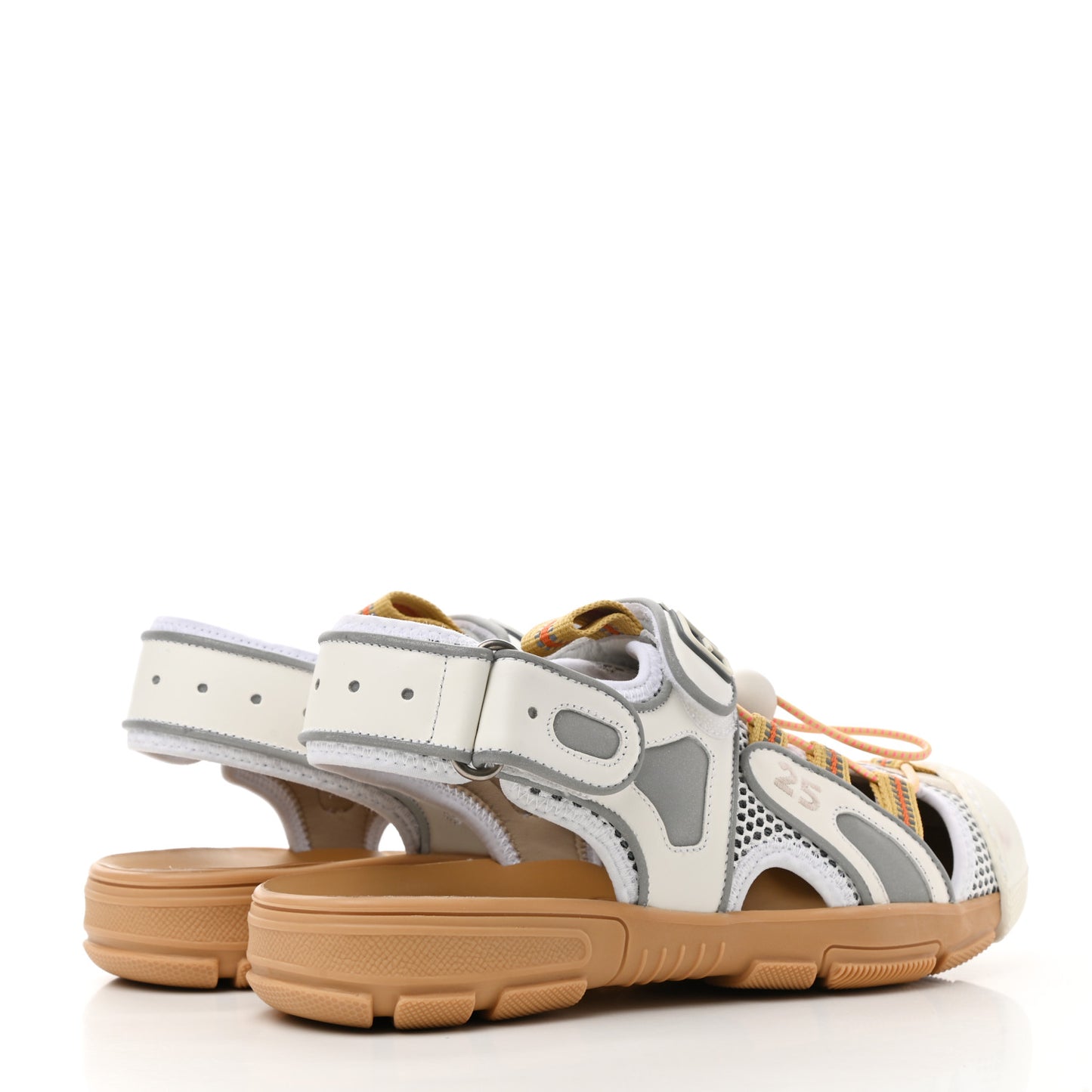 Mesh Fabric Tinsel Sport Sandals 37 White Silver