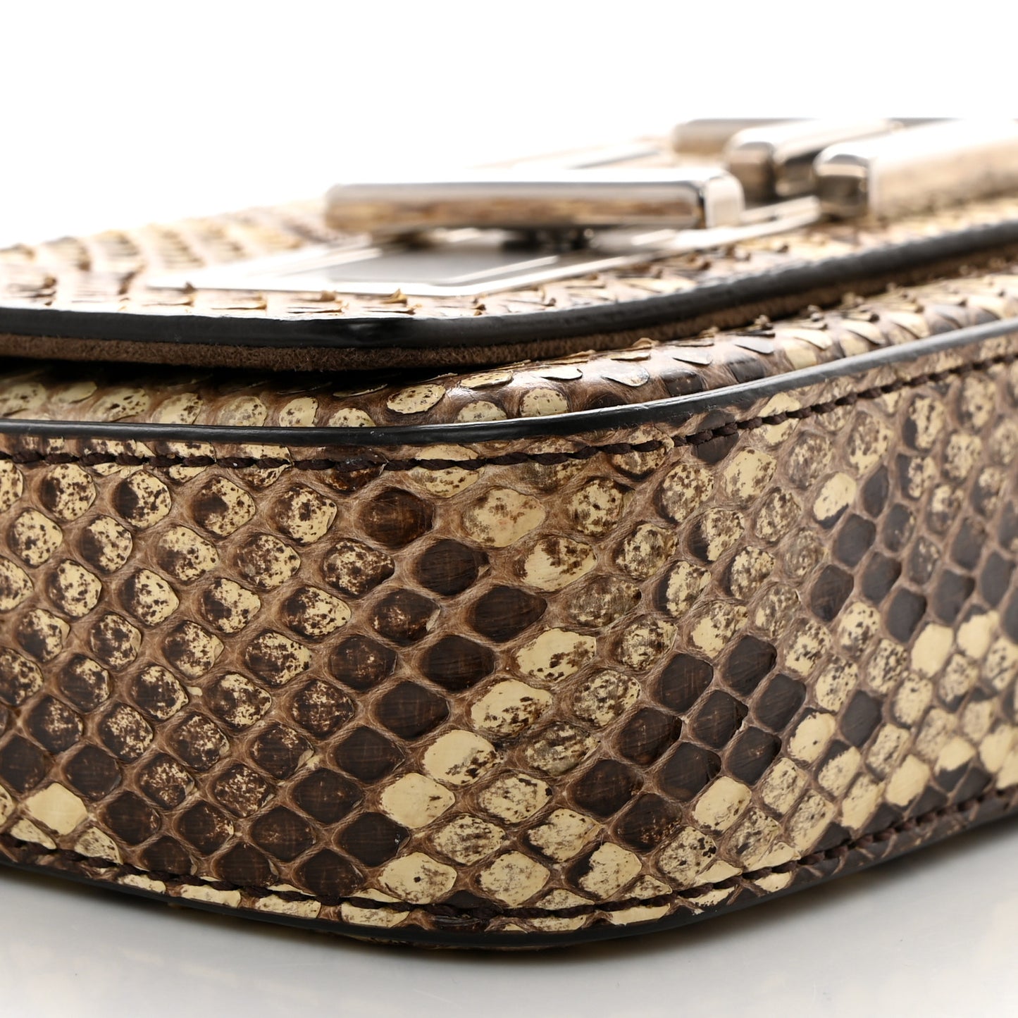 Snakeskin 3Baguette Shoulder Bag Natural Multicolor