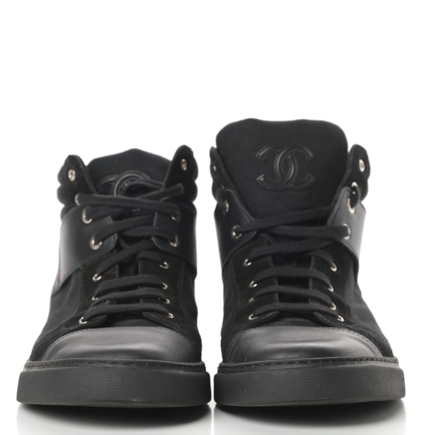 Toile Suede Calfskin Mens High Top Sneakers 43 Black