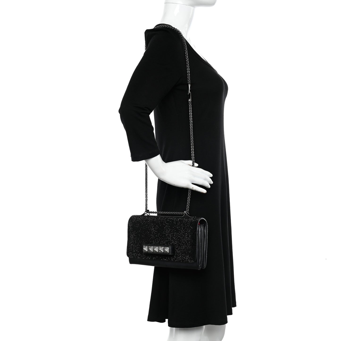 Crystal Encrusted Studs Va Va Voom Shoulder Bag Black