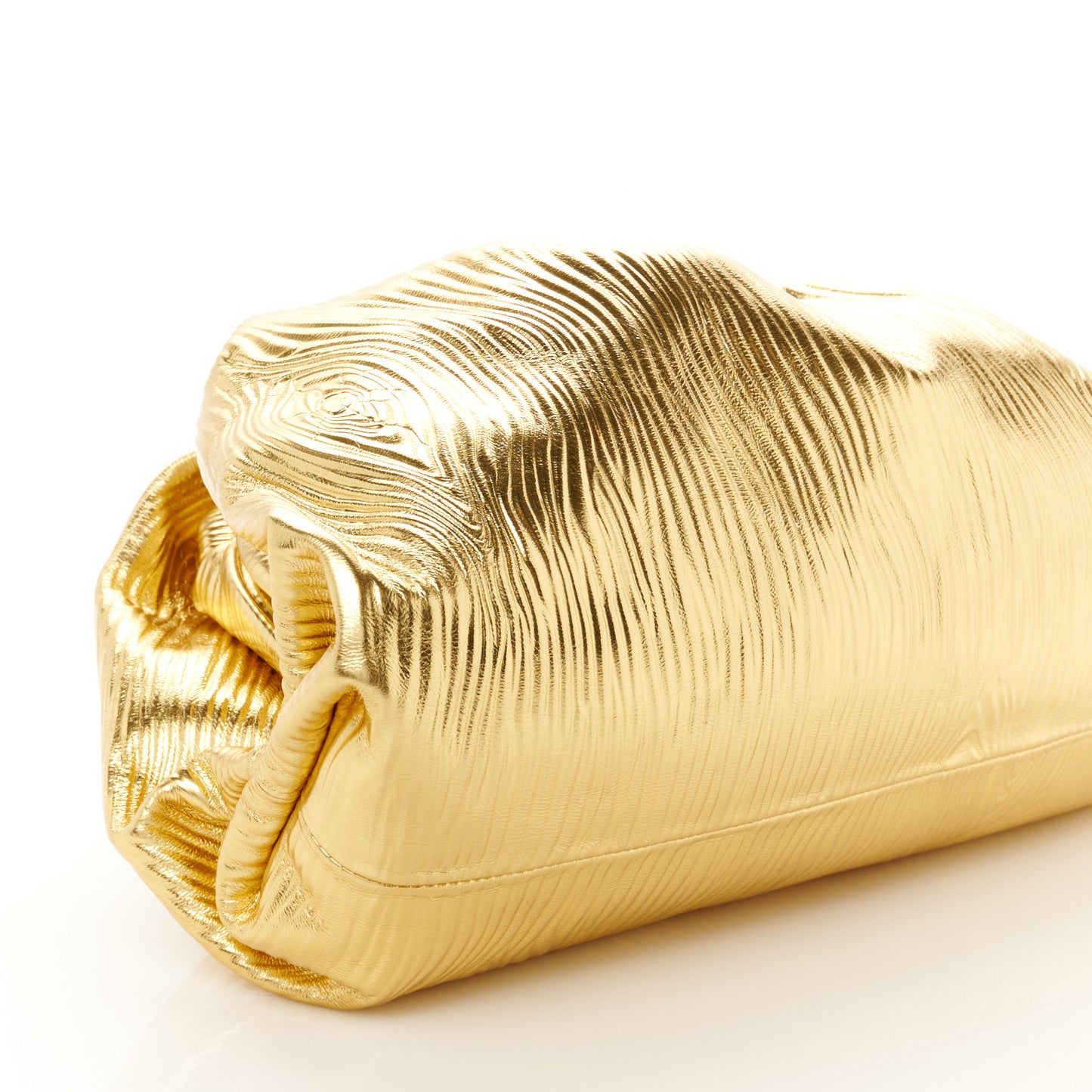 Metallic Bark Calfskin Embossed The Pouch Oversized Clutch Oro