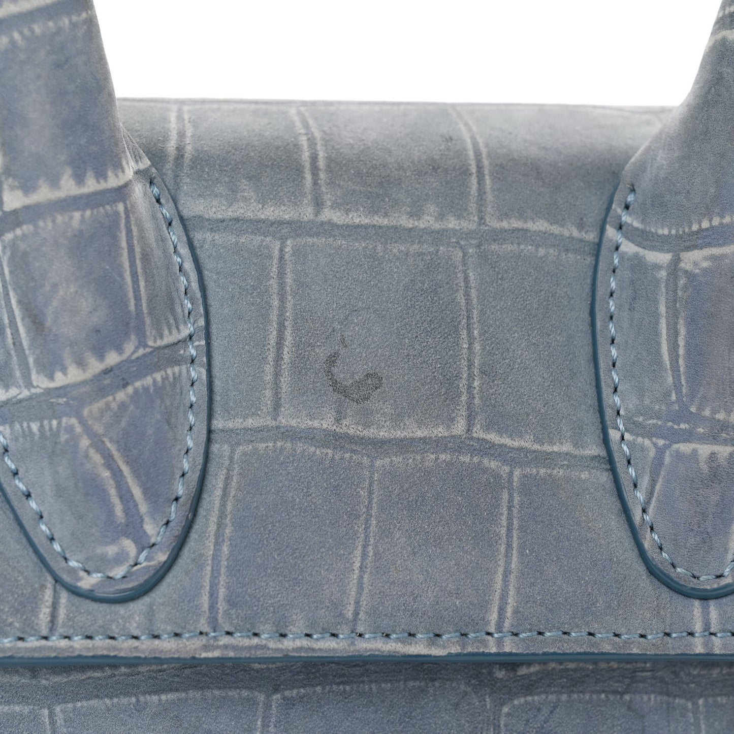 Suede Crocodile Embossed Le Chiquito Moyen Blue