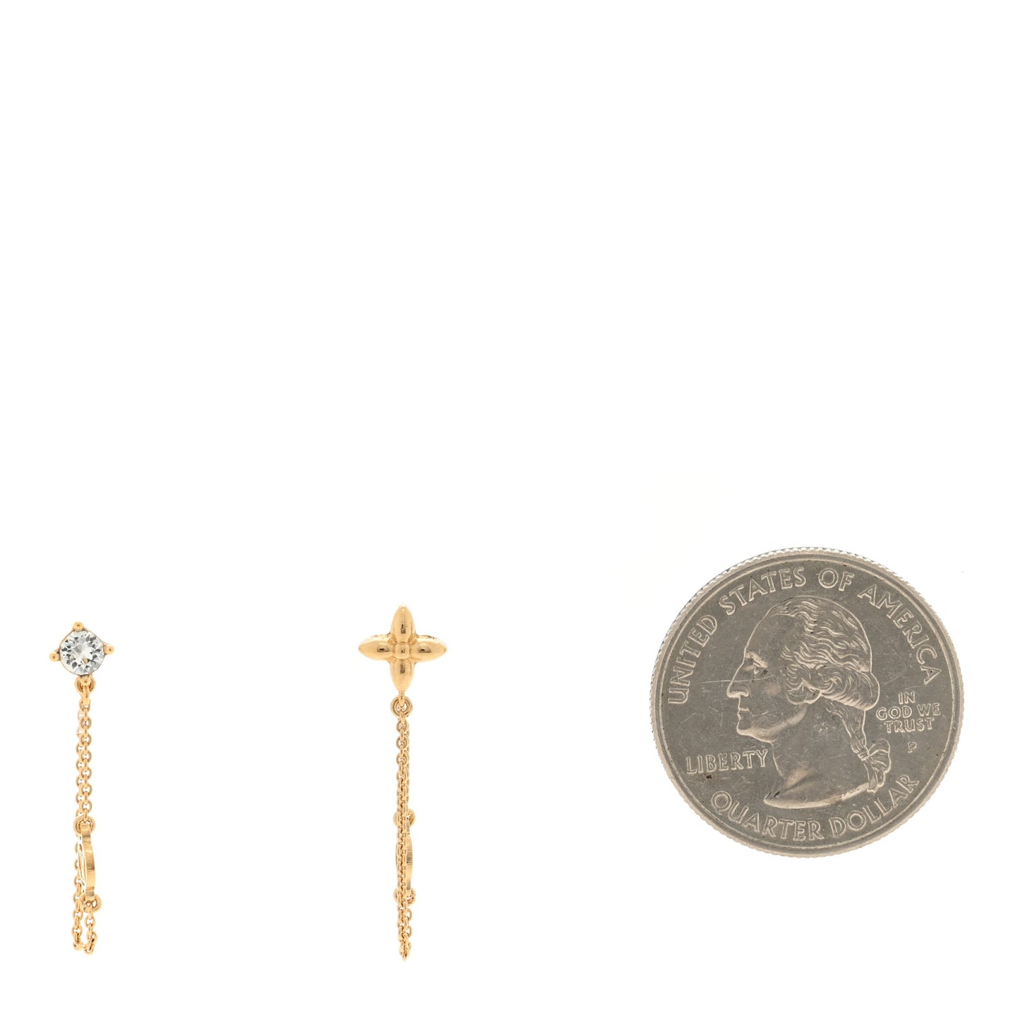 Metal Crystal Petit Louis Earrings Gold