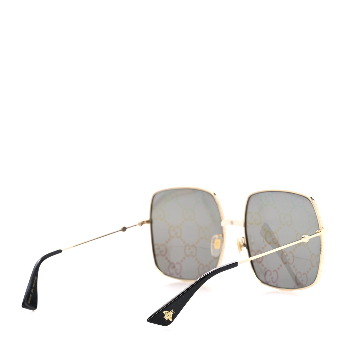 Metal Rectangular Frame Sunglasses GG0414S Gold Multicolor