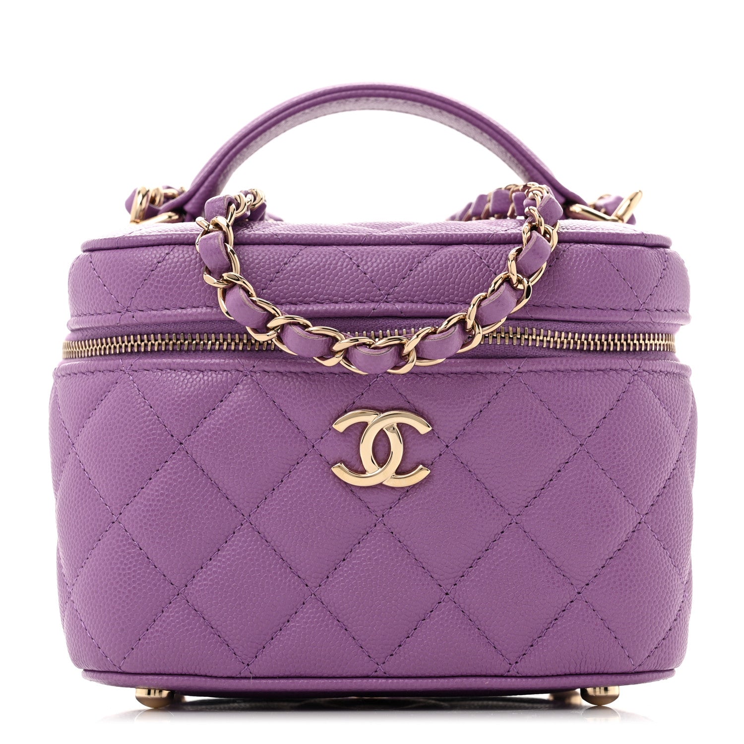 CHANEL パープル 小物入れ 保存袋付き　新品本物鑑定付き Chanel Caviar Quilted Small CC Vanity Case Purple 1676468