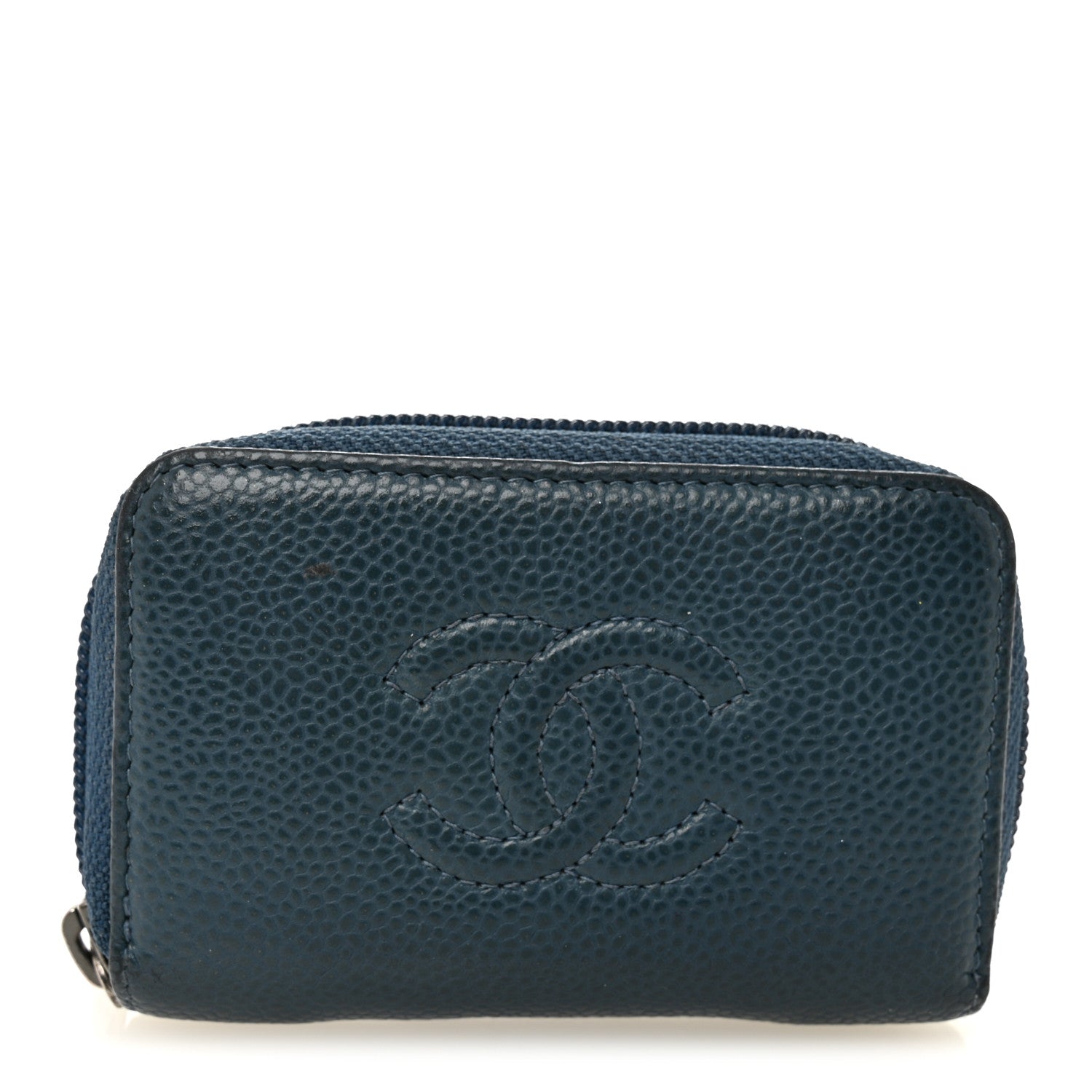 Chanel Caviar Timeless CC Zip Around Coin Purse Blue 1849304 