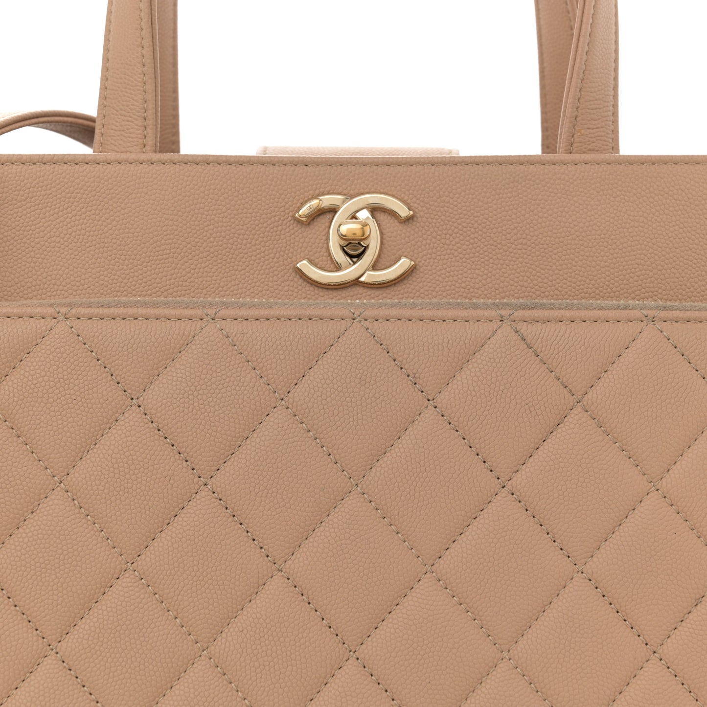 Caviar Quilted Large Business Affinity Shopping Bag Beige