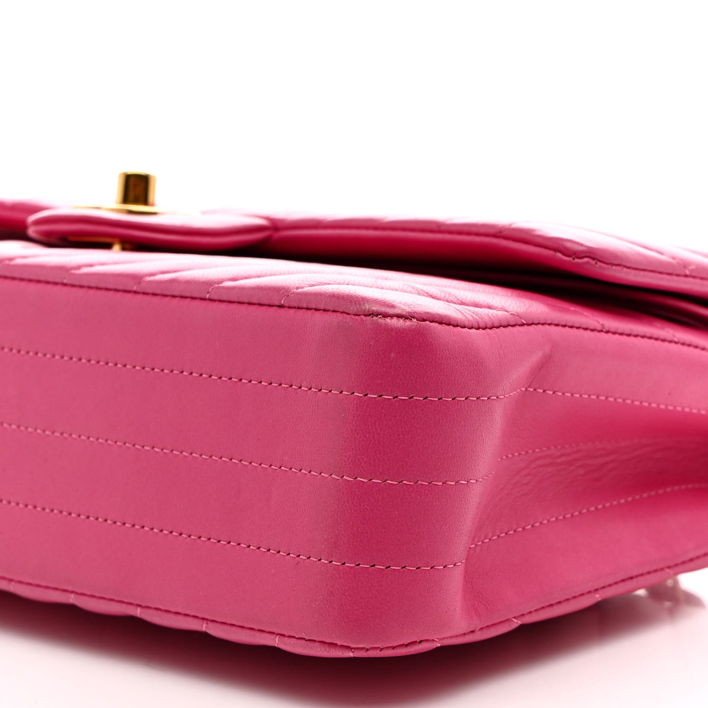 Lambskin Chevron Quilted Medium Double Flap Dark Pink