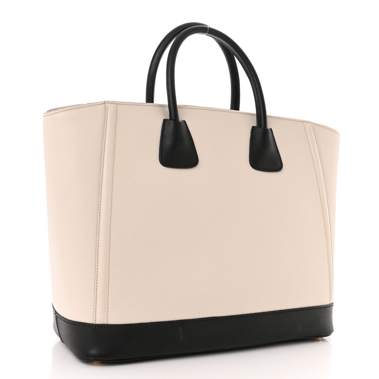 Saffiano Medium Bi-Color Top Handle Tote Black Talco