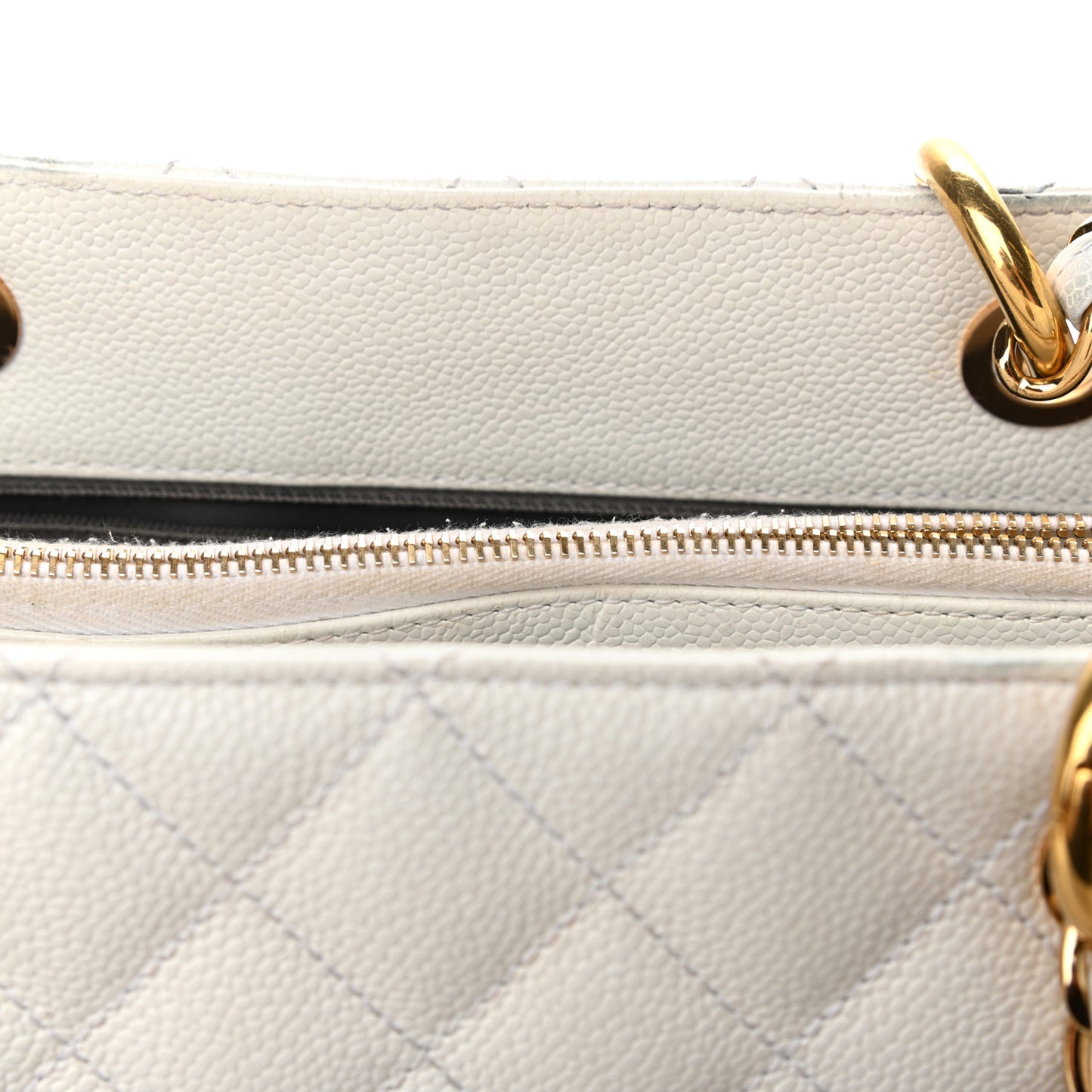 Caviar Quilted Grand Shopping Tote GST White